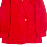 Womens Blazer Jacket Red Knit Wool 80s XL