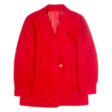 Womens Blazer Jacket Red Knit Wool 80s XL