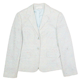 CLEMENT Womens Blazer Jacket Blue Knit Wool 90s Chevron UK 8