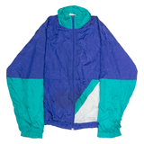 Mens Shell Jacket Blue Nylon 90s Colourblock XL