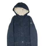 ABERCROMBIE & FITCH Fleece Lined Womens Parka Coat Blue Hooded S