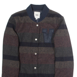 VANS Mens Bomber Jacket Brown Wool Striped XS