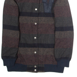 VANS Mens Bomber Jacket Brown Wool Striped XS