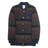 VANS Mens Bomber Jacket Brown Wool Striped XS