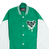 KZR Mens Varsity Jacket Green Colourblock L