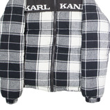 KARL KANI Mens Puffer Jacket Black Flannel Check XS