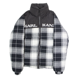 KARL KANI Mens Puffer Jacket Black Flannel Check XS
