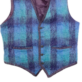 KEMP BLAIR Mens Blazer Waistcoat Blue Wool 90s Plaid S