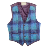 KEMP BLAIR Mens Blazer Waistcoat Blue Wool 90s Plaid S
