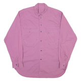 Mens Plain Shirt Pink 90s Long Sleeve XL