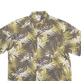 Mens Hawaiian Shirt Green 90s Floral L