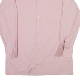 METZGER Slim Fit Mens Plain Shirt Pink Long Sleeve S