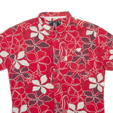 HINANO Mens Hawaiian Shirt Red Floral S