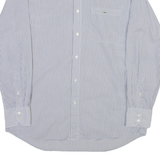 LACOSTE Mens Shirt White Pinstripe Long Sleeve L