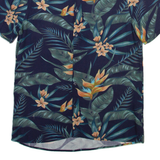MANOR Mens Hawaiian Shirt Blue Floral S