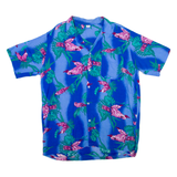 MADE IN ST VINCENT Mens Hawaiian Shirt Blue Floral XL