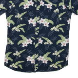 JACK & JONES Mens Hawaiian Shirt Blue Floral M