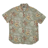 JOHN ADAMS Mens Hawaiian Shirt Green Floral L