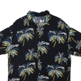 JACK & JONES Mens Hawaiian Shirt Black Viscose Floral M