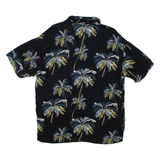 JACK & JONES Mens Hawaiian Shirt Black Viscose Floral M
