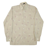 TOP SHIRT Mens Shirt Beige Striped Long Sleeve M