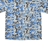 Mens Shirt Blue Crazy Pattern L
