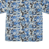 Mens Shirt Blue Crazy Pattern L