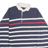 NAUTICA Mens Polo Shirt Blue Striped Long Sleeve XL