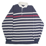 NAUTICA Mens Polo Shirt Blue Striped Long Sleeve XL