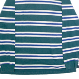 LL BEAN Mens Polo Shirt Green Striped Long Sleeve XL