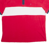 TOMMY HILFIGER Mens Polo Shirt Red Colourblock L