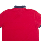 TOMMY HILFIGER Mens Polo Shirt Red Colourblock L