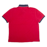 TOMMY HILFIGER Mens Polo Shirt Red Colourblock L