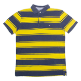 TOMMY HILFIGER Custom Fit Mens Polo Shirt Yellow Striped M