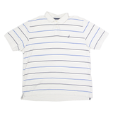 NAUTICA Mens Polo Shirt White Striped XL