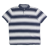 TOMMY HILFIGER Mens Polo Shirt Grey Striped L