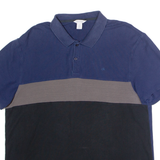 CALVIN KLEIN Mens Polo Shirt Blue Colourblock L