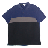 CALVIN KLEIN Mens Polo Shirt Blue Colourblock L