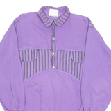 ESPOSITO Mens Sweatshirt Purple Button Neck 90s L