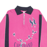 CAPISTRANO Womens Sweatshirt Pink 1/4 Zip 90s L
