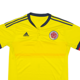 ADIDAS Mens Football Shirt Jersey Yellow Button Neck L