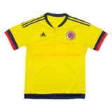 ADIDAS Mens Football Shirt Jersey Yellow Button Neck L