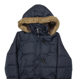 TOMMY HILFIGER Womens Parka Coat Blue Hooded S