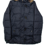 TOMMY HILFIGER Womens Parka Coat Blue Hooded S