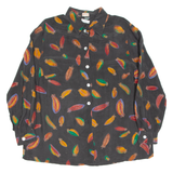 FELICIA Womens Shirt Black Crazy Pattern Long Sleeve 2XL