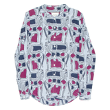 THOMAS PINK LONDON Womens Shirt Grey Silk Crazy Pattern Long Sleeve UK 6