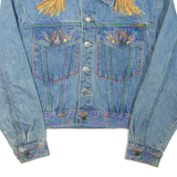 BONJOUR Mens Denim Jacket Blue Crazy Pattern S