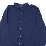 TOMMY HILFIGER Slim Fit Mens Flannel Shirt Blue Long Sleeve M