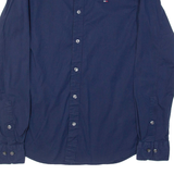 TOMMY HILFIGER Slim Fit Mens Flannel Shirt Blue Long Sleeve M