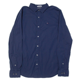 TOMMY HILFIGER Slim Fit Mens Flannel Shirt Blue Long Sleeve M